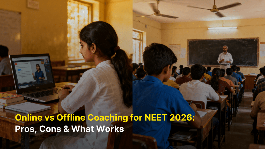 Online vs Offline Coaching for NEET 2026: Pros, Cons and What Works 1 Online vs Offline Coaching for NEET 2026 Pros Cons What Works
