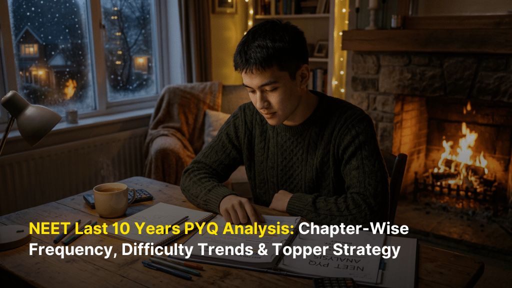 NEET Last 10 Years PYQ Analysis: Chapter-Wise Frequency, Difficulty Trends & Topper Strategy 1 NEET Last 10 Years PYQ Analysis Chapter Wise Frequency Difficulty Trends Topper Strategy