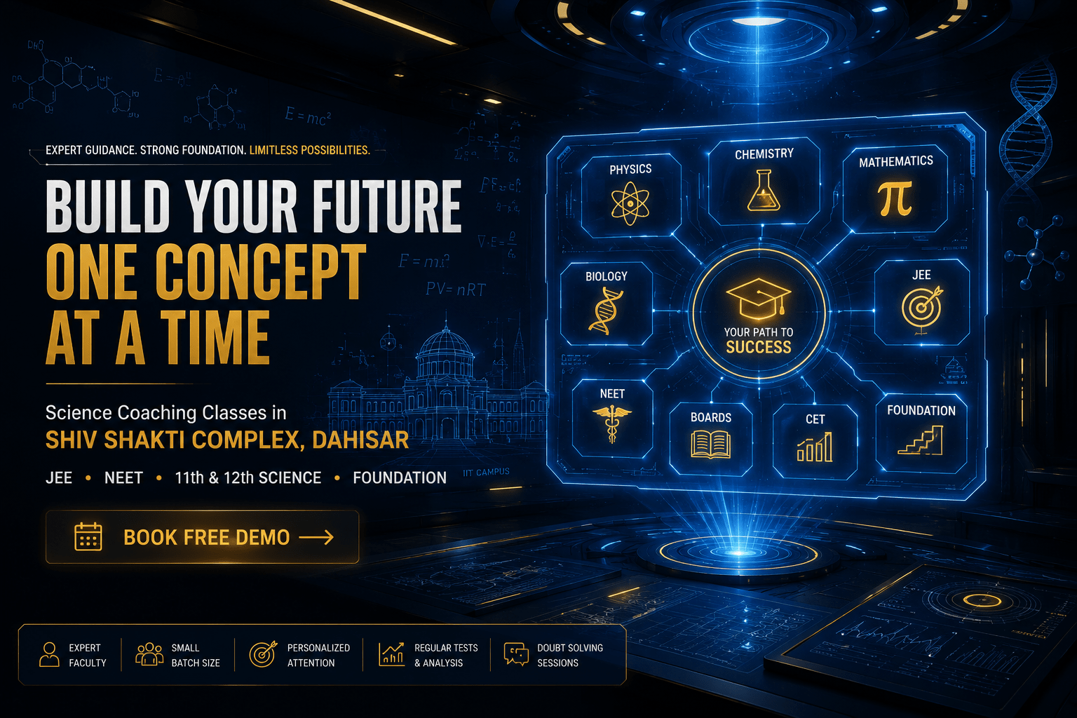 Science Coaching Classes in Shiv Shakti Complex, Dahisar | JEE, NEET & 11th–12th Science Coaching | Suresh Dani's Classes 1 Science Coaching Classes in Shiv Shakti Complex, Dahisar offering expert coaching for JEE, NEET, CET, and 11th–12th Science students.